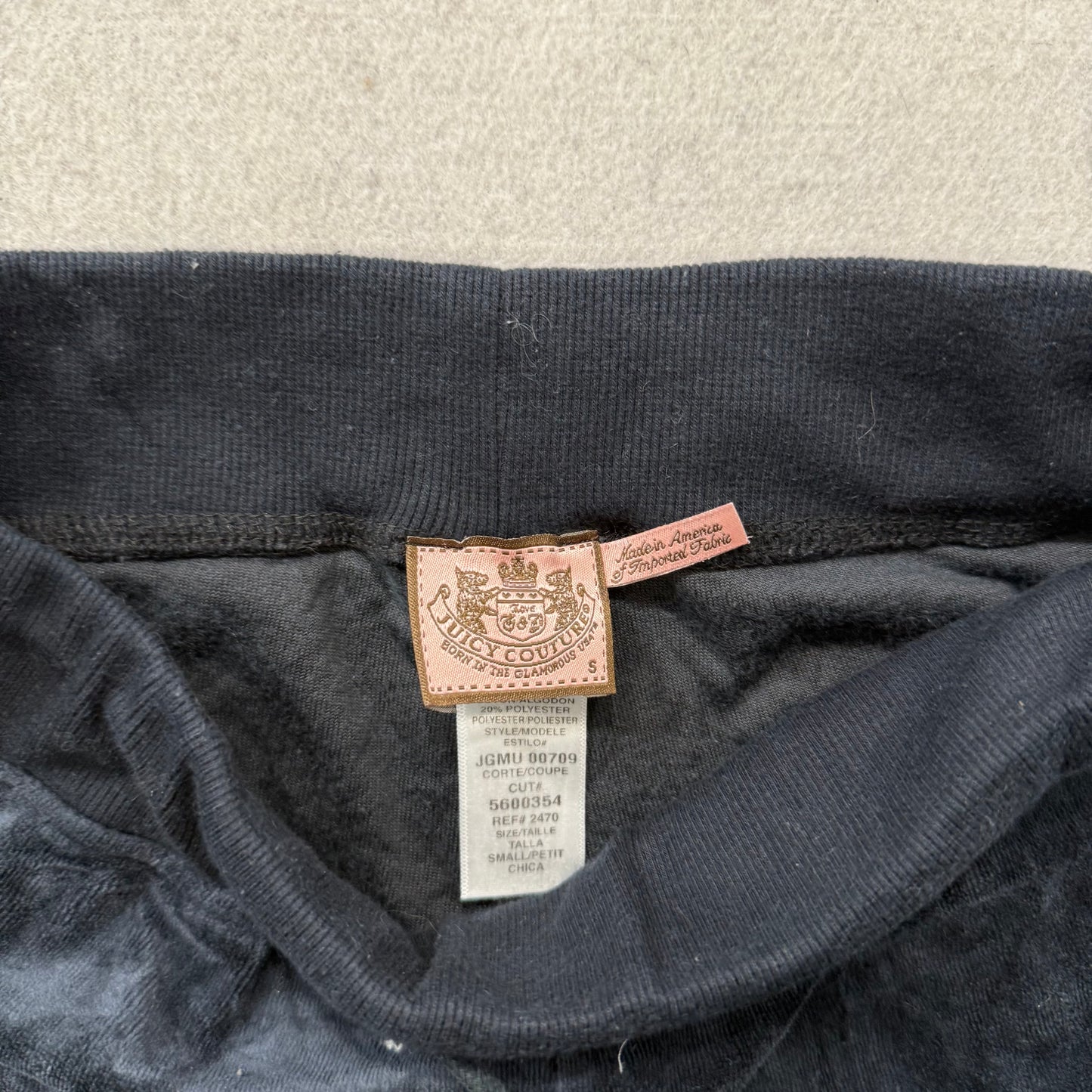 Vintage Juicy Couture Womens Charcoal Velour Flared Track Pant Drawstring Size S