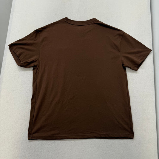 ED HARDY WHITE EMBROIDERED LOGO BROWN TEE