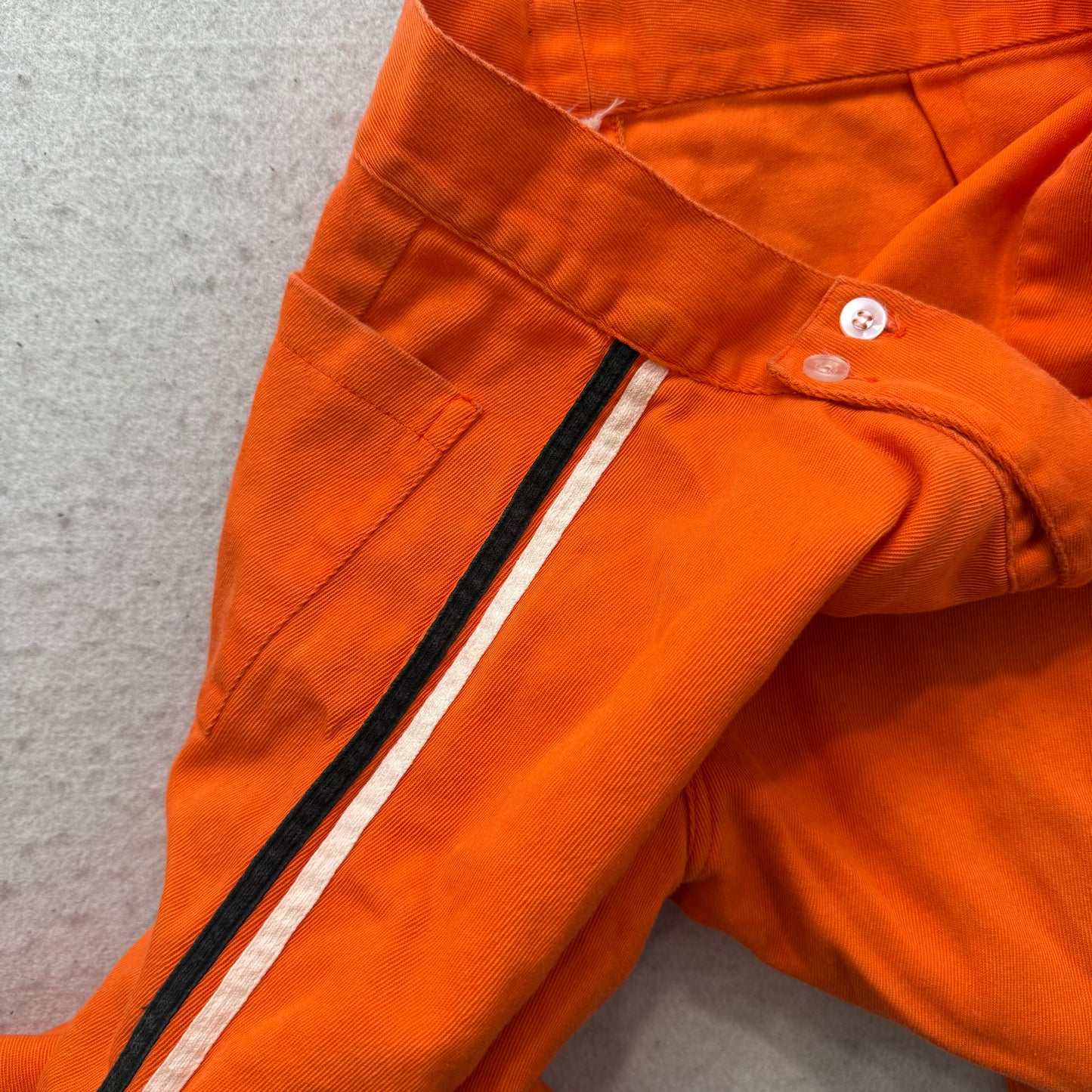 Men's Orange Cotton Blend Racing Style Pants Side Stripe Outdoor Casual Size 30