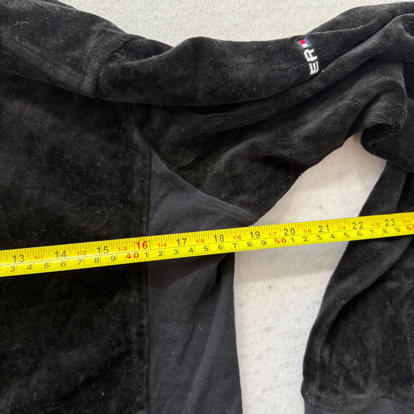 Tommy Hilfiger Women's Black Velour Full Zip Track Jacket Mock Neck Y2K Size M