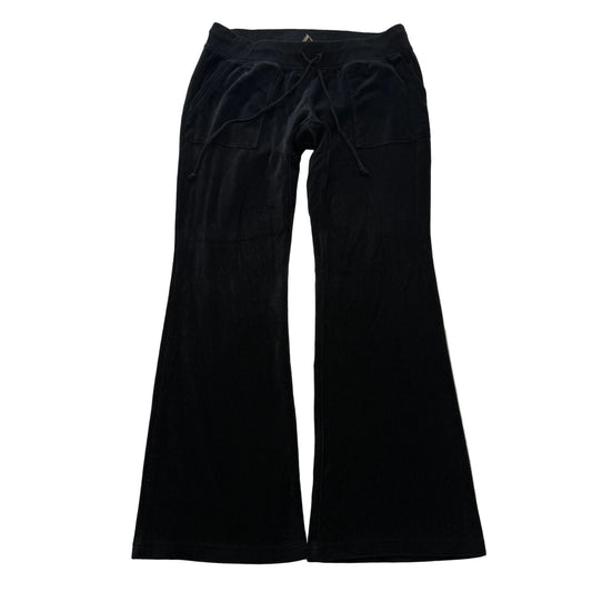 Juicy Couture Women's Black Velour Flared Track Pants Drawstring Pockets Size XL