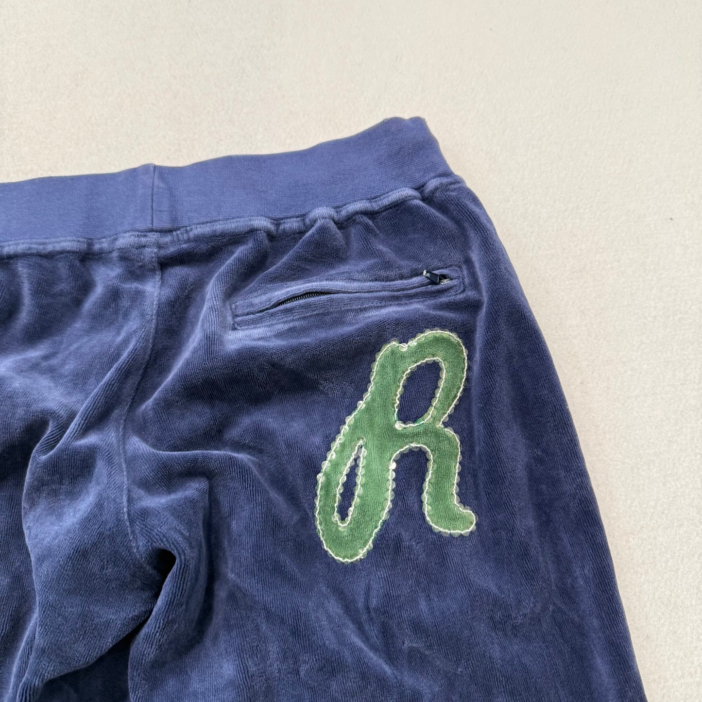 Rocawear Women’s Navy Flared Track Pants Embroidery Sequin Logo Low Rise Size S