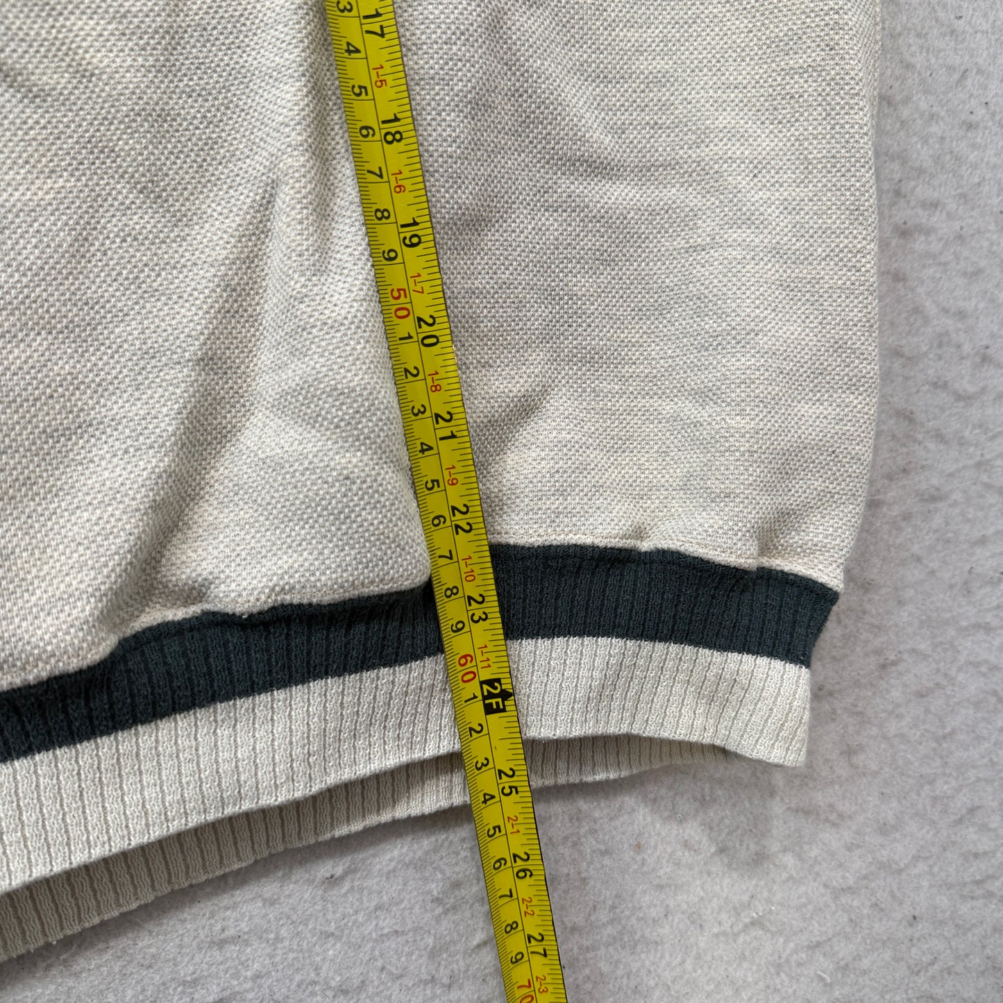Vintage Russell Athletic Men's Gray Striped Collar Sweatshirt Made in USA Size L