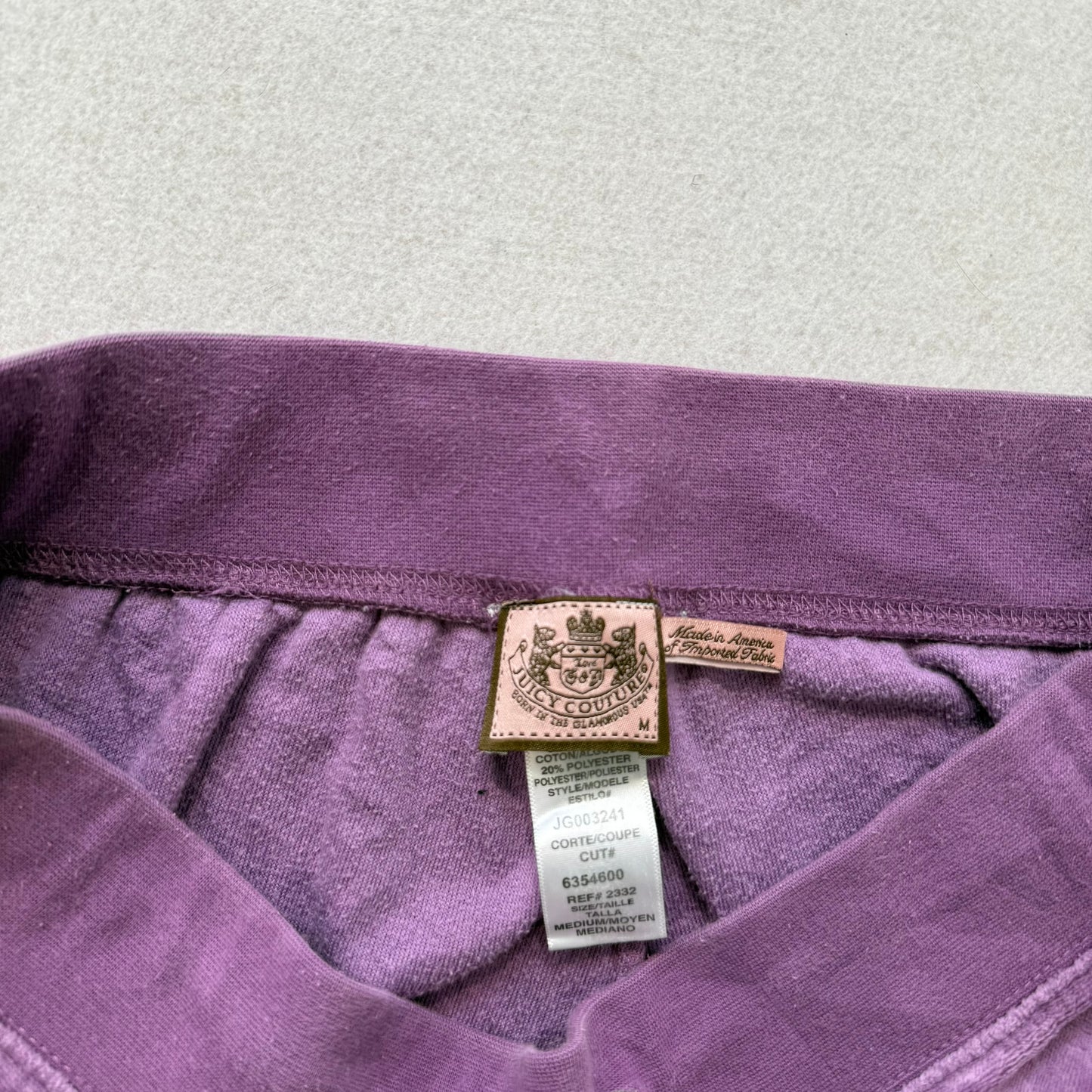 Juicy Couture Dusty Purple Velour Flared Track Pants Drawstring Low Rise Size M