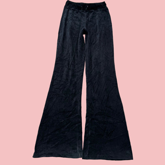 Vintage Juicy Couture Womens Charcoal Velour Flared Track Pant Drawstring Size S
