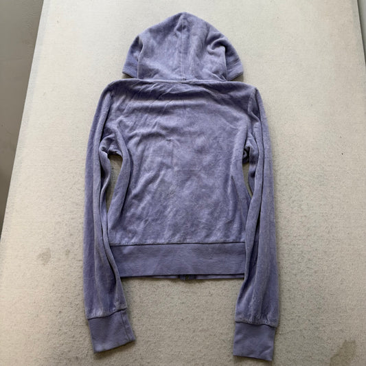 Vintage Juicy Couture Women's Light Purple Velour Zip-Up Hoodie Pockets Size S