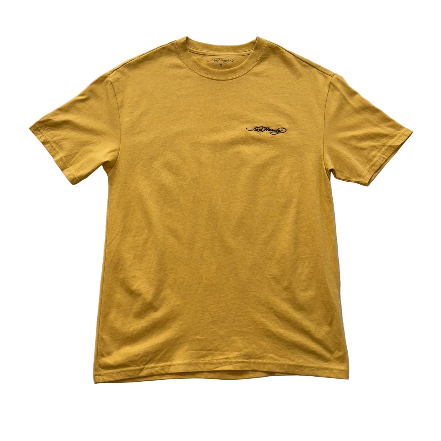 ED HARDY BLACK EMBROIDERED YELLOW TEE