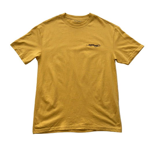 ED HARDY BLACK EMBROIDERED YELLOW TEE
