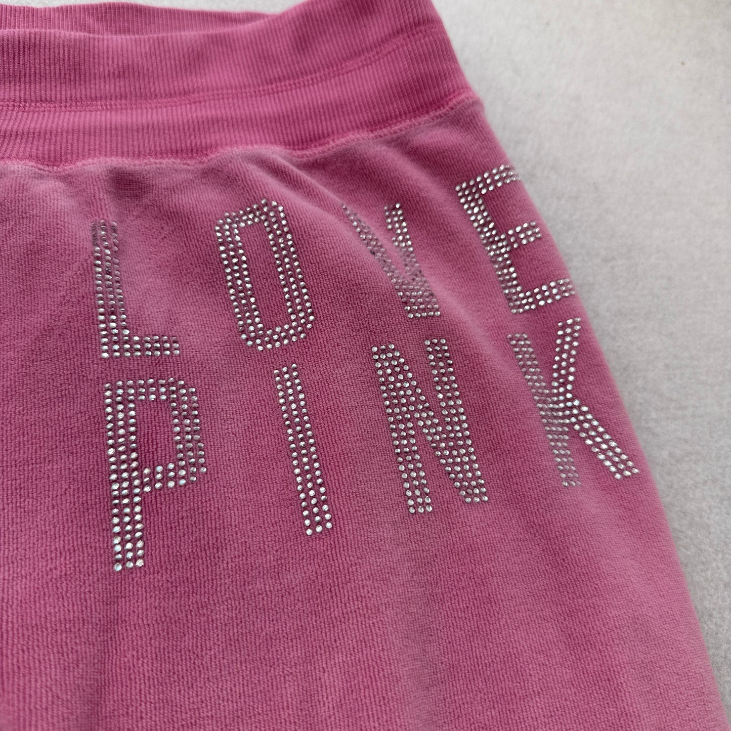 Victoria's Secret PINK Womens Pink Velour Flared Track Pants Rhinestone Size M