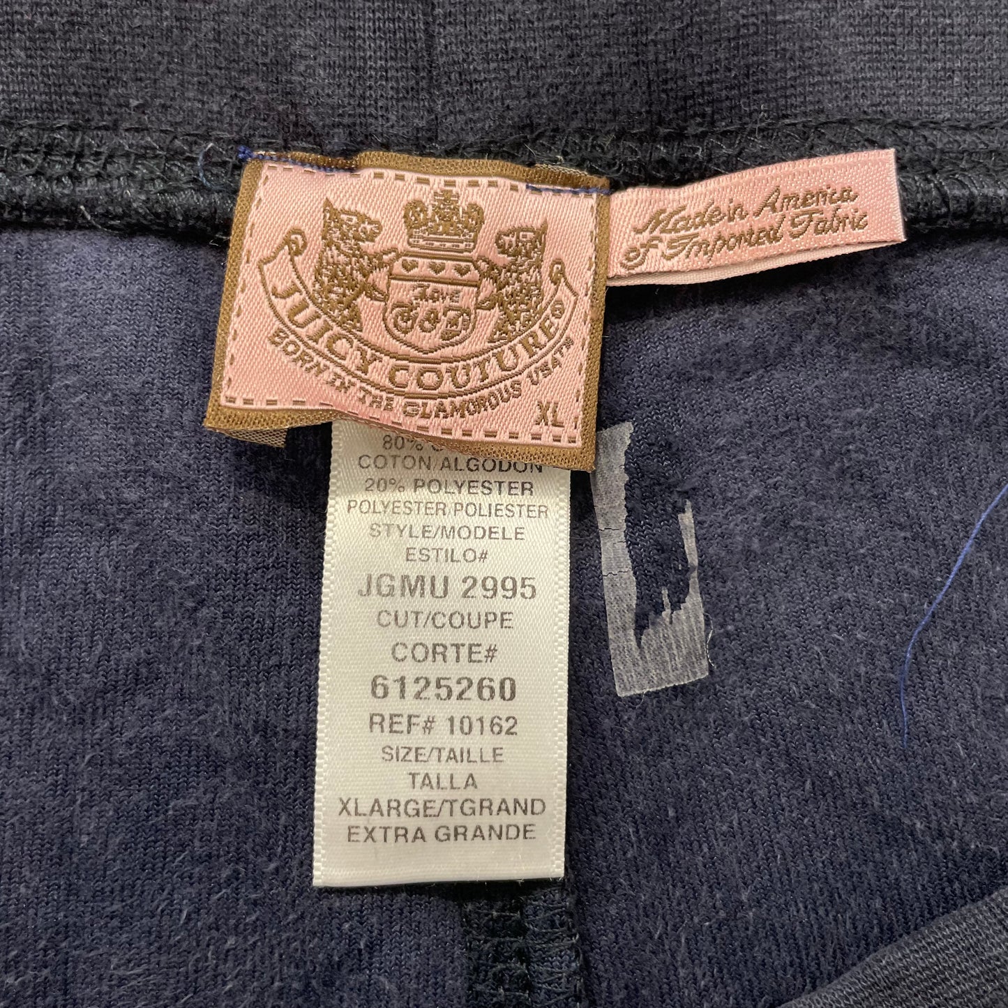 Juicy Couture Scottie Dogs Women Navy Velour Tracksuit Set Hoodie & Pant Size XL
