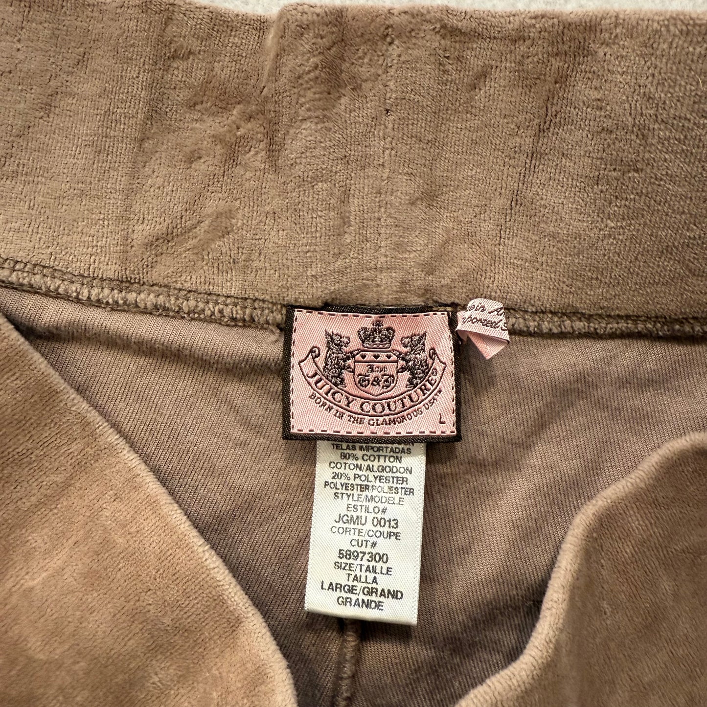 Vintage Juicy Couture Women's Taupe Velour Flared Track Pants Loungewear Size L