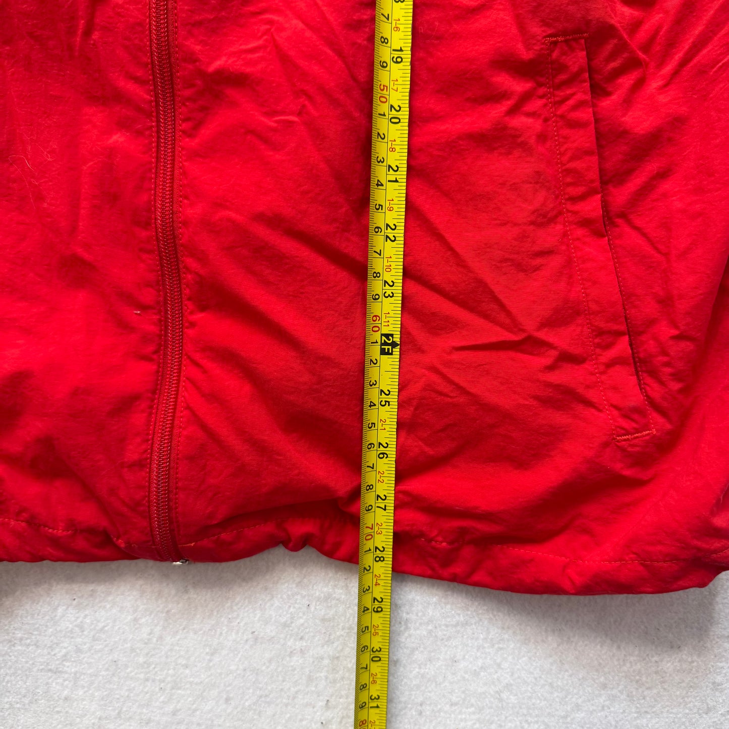 Adidas Men's Bright Red Polyester Zip Up Windbreaker Hoodie 3-Stripe Logo Size L