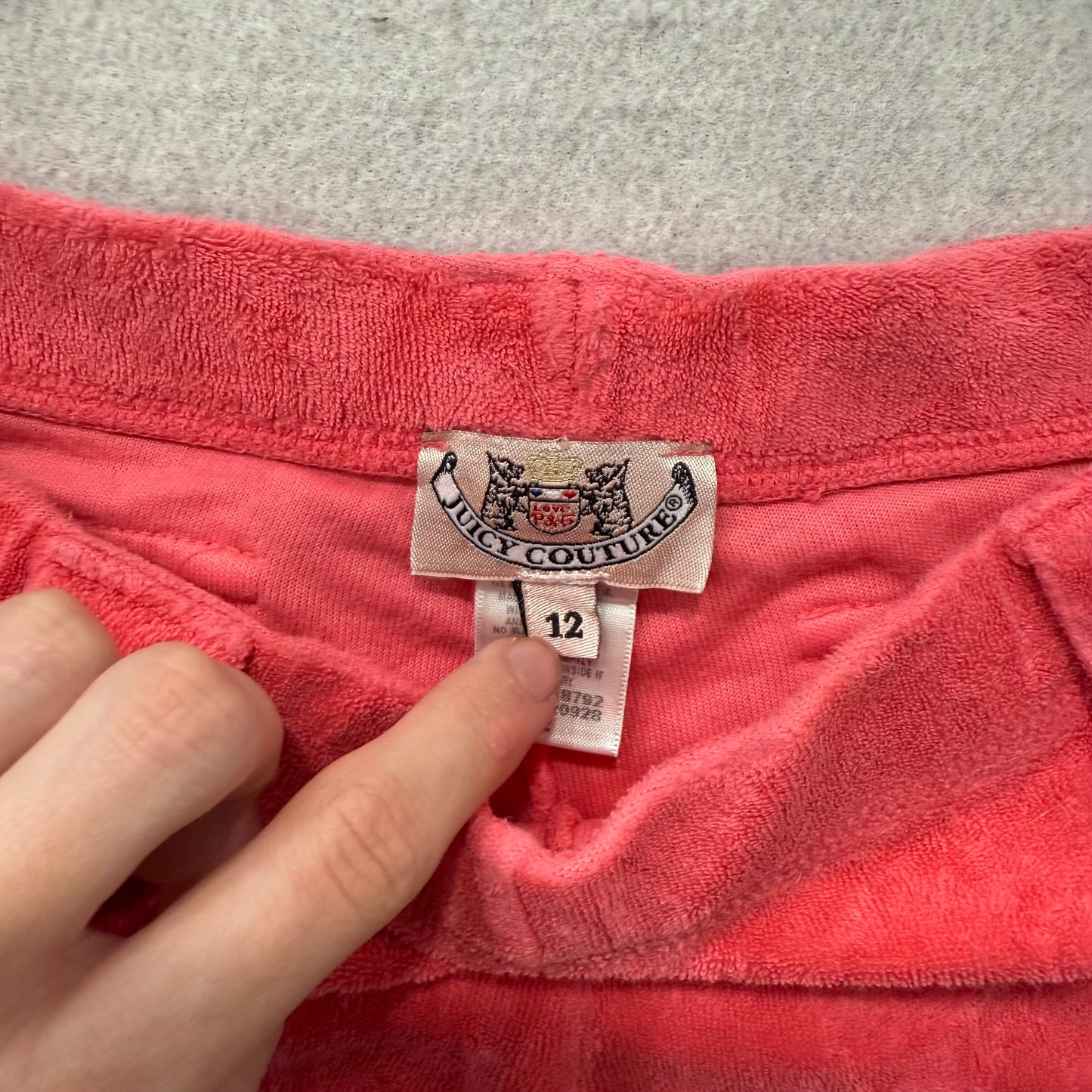 2003 Vintage Juicy Couture Kid's Red Terry Cloth Lounge Shorts Pockets Size 12