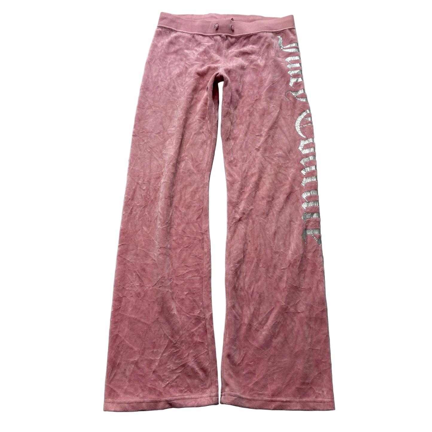 Juicy Couture Women's Pink Velour Flared Track Pant Drawstring Logo Y2K Size 14
