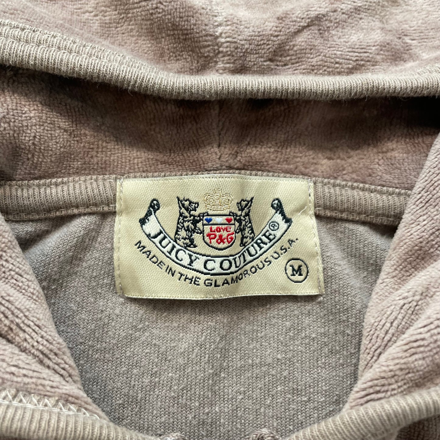 2003 Vintage Juicy Couture Scottie Dogs Womens Brown Velour Zip-Up Hoodie Size M