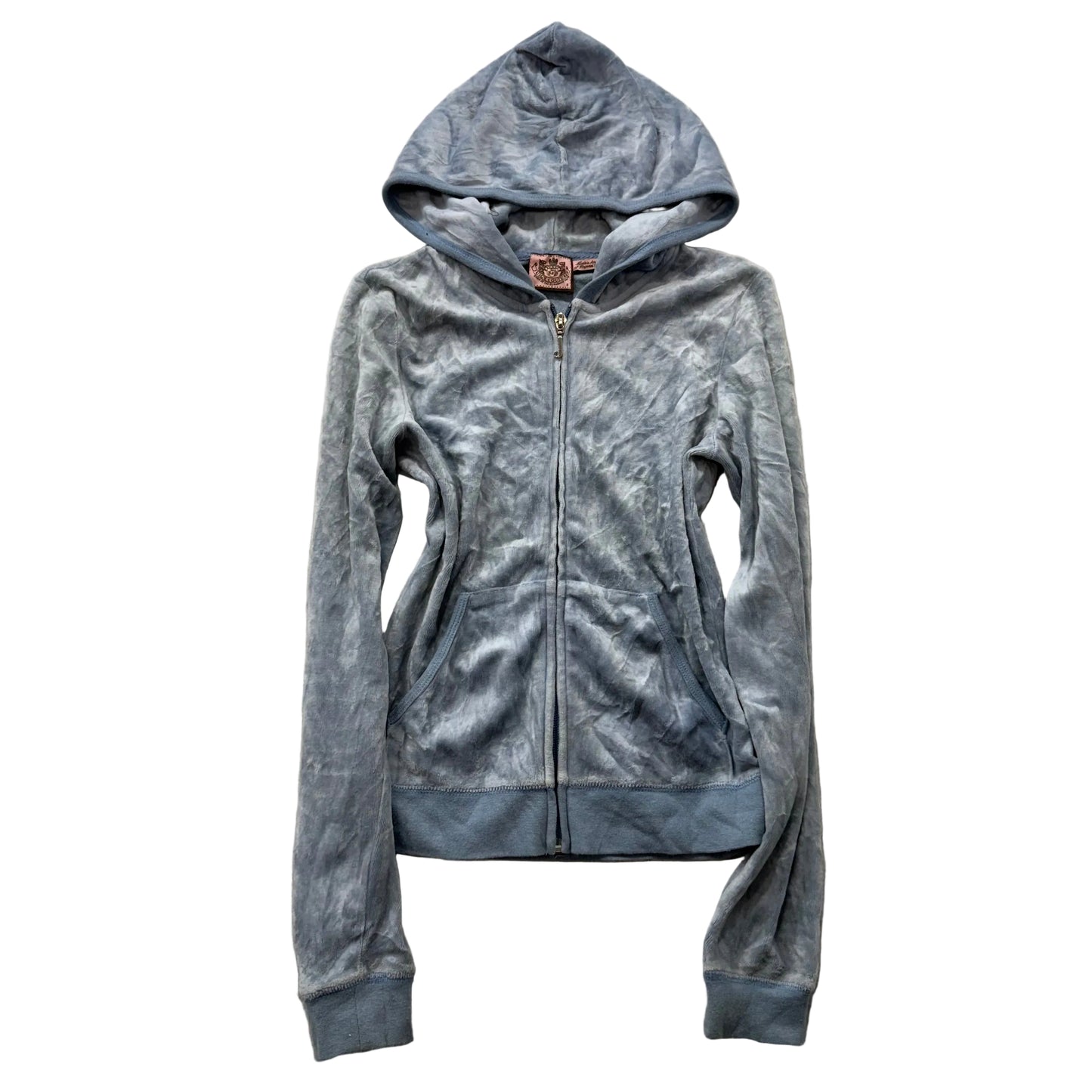 Vintage Juicy Couture Women's Heather Blue Velour Full Zip Hoodie Preppy Size S