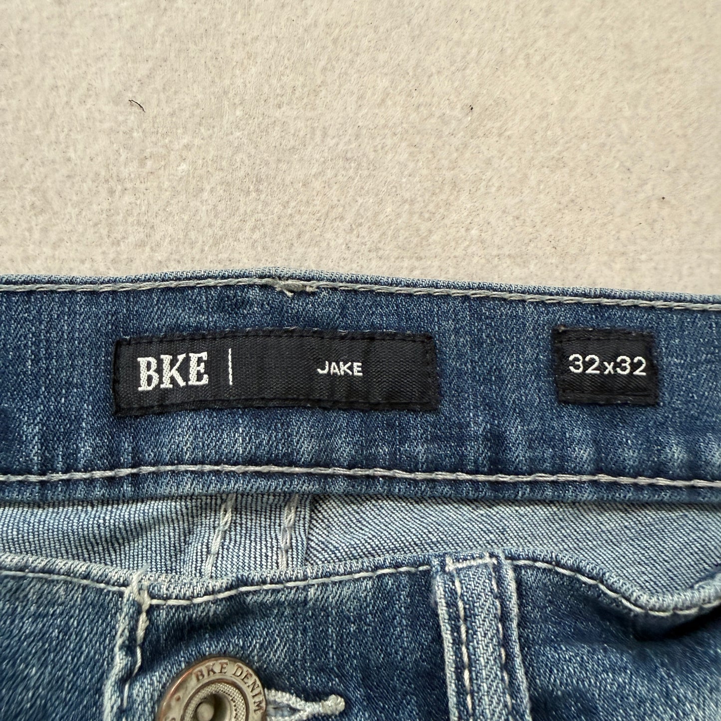 BKE Jake Men's Blue Baggy Denim Jeans Zip-Fly Pockets Classic Relaxed Size 32x32