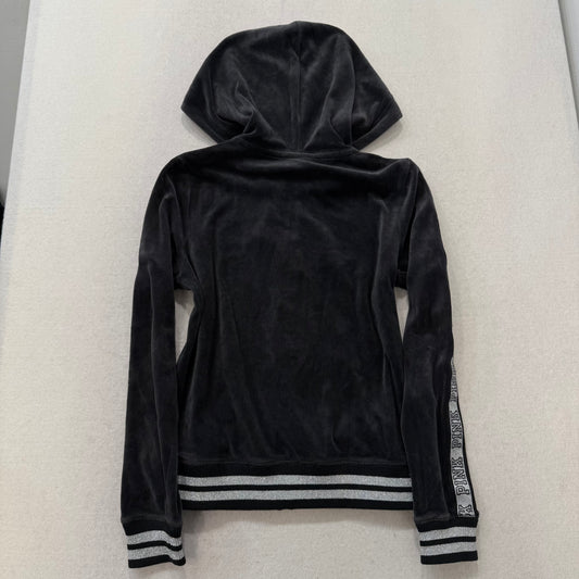 Vintage Victoria’s Secret PINK Black Velour Zip Hoodie Sequin Dog Size XS