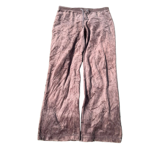 Vintage Juicy Couture Women Dusty Rose Velour Flare Track Pant Drawstring Size S
