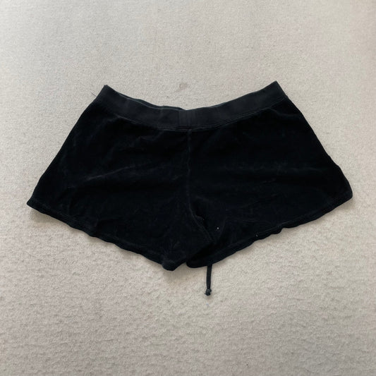 Vintage Juicy Couture Women's Black Terry Cloth Lounge Shorts Drawstring Size S