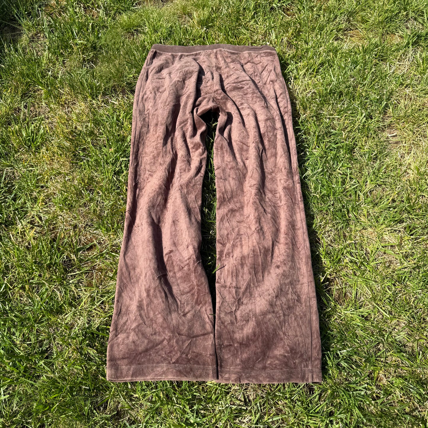 Vintage Juicy Couture Women Dusty Rose Velour Flare Track Pant Drawstring Size S
