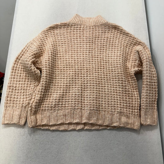 American Eagle Women's Beige Cable Knit Button Up Cardigan Mock Neck Size 2XL