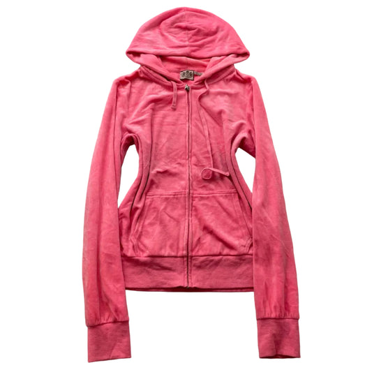 Juicy Couture Women's Pink Velour Full Zip Hoodie Long Sleeve Pockets Size M