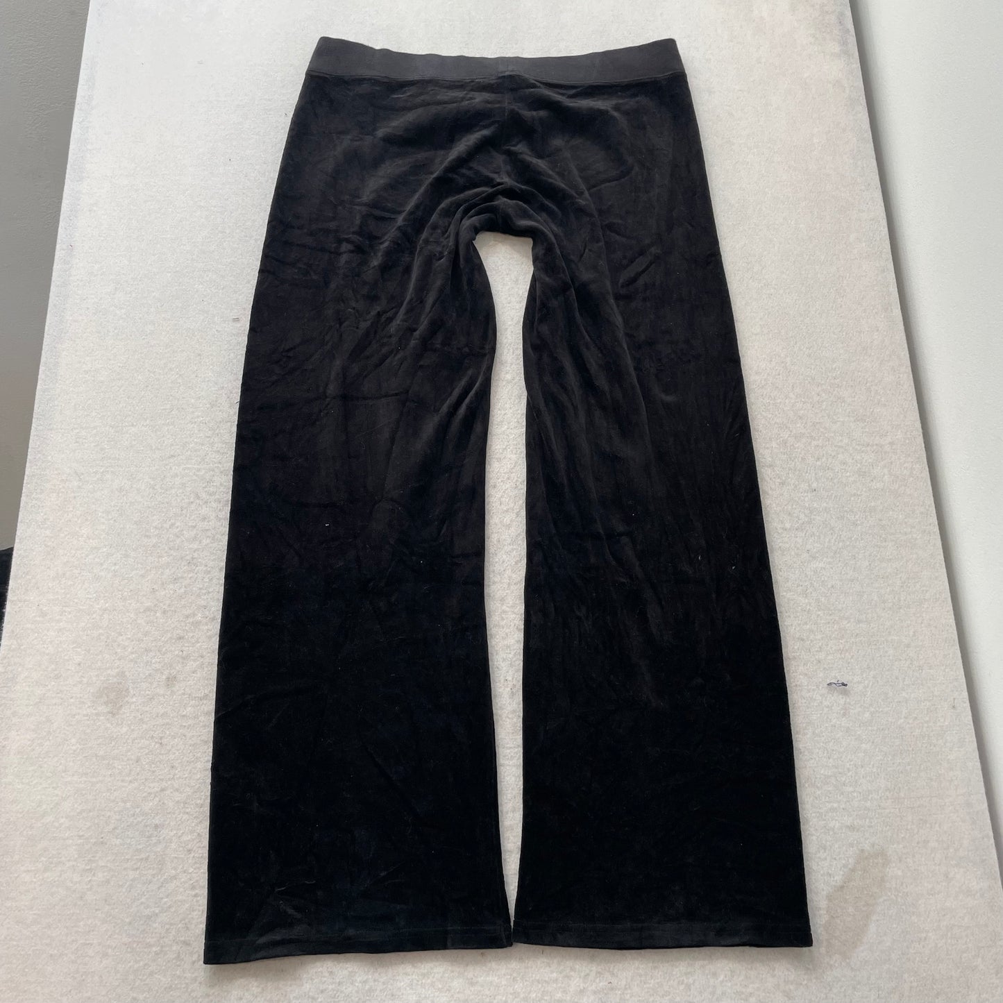Vtg Juicy Couture Womens Black Velour Tracksuit Set Graphic Hoodie & Pant Size L
