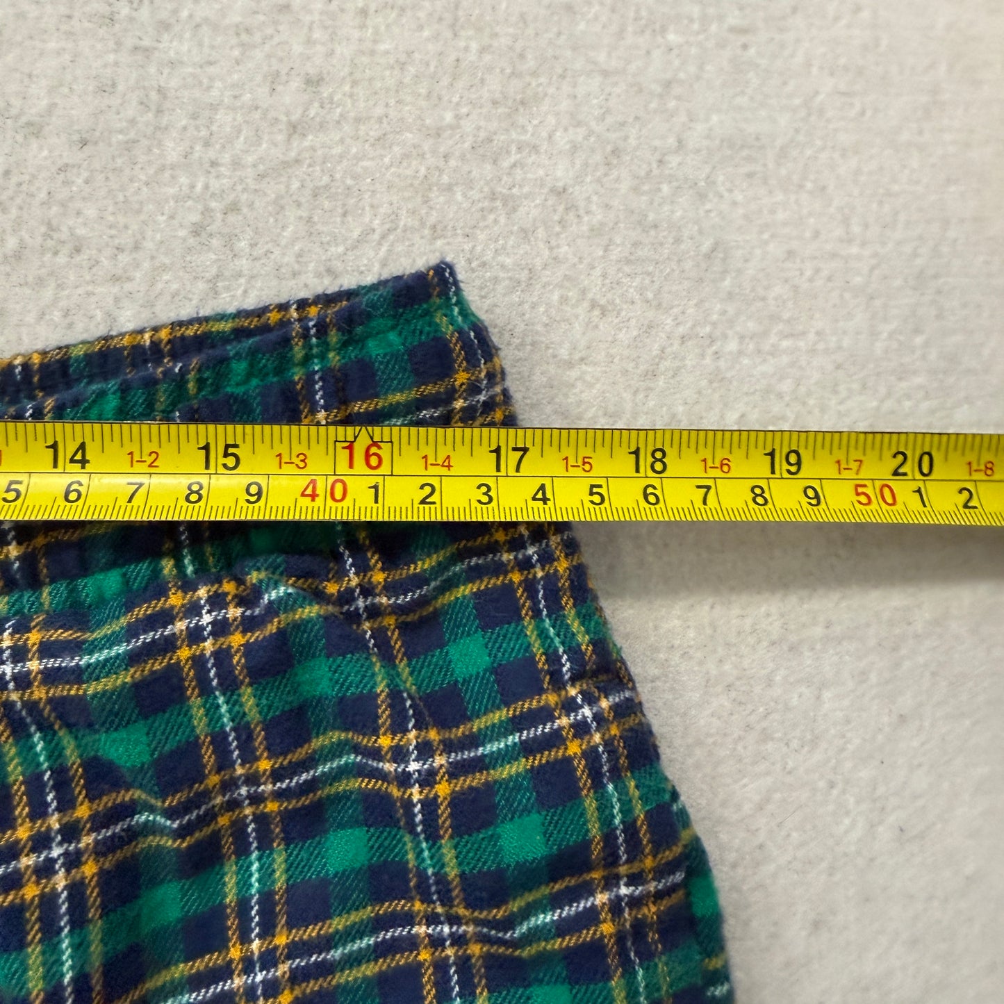 Men's Green Blue Plaid Flannel Pajama Pant Drawstring Pocket Loungewear Size W34