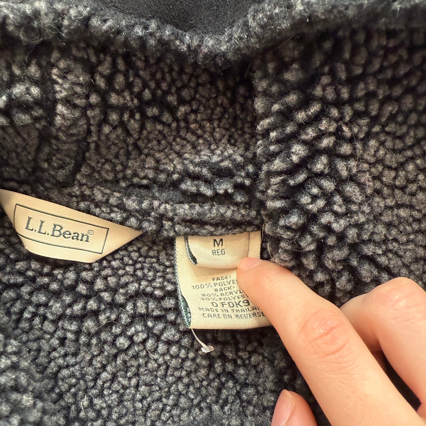 L.L. Bean Womens Black Faux Suede Hooded Toggle Coat Sherpa Lined Classic Size M