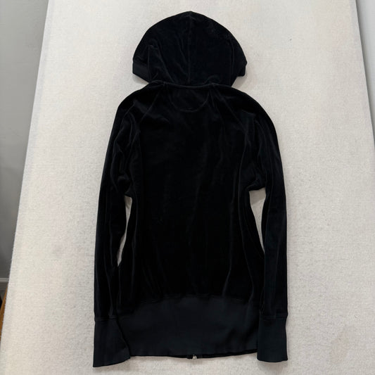2003 Vintage Juicy Couture Womens Black Velour Full Zip Hoodie Loungewear Size L