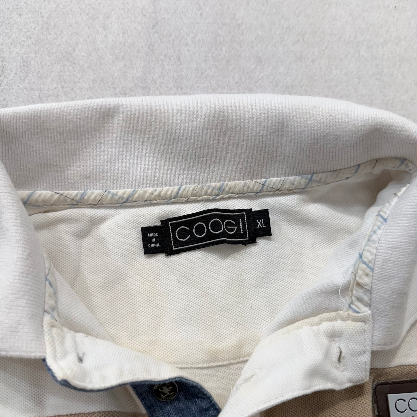 Coogi Mens White Cotton Polo Shirt Short Sleeves Streetwear Hip Hop Logo Size XL
