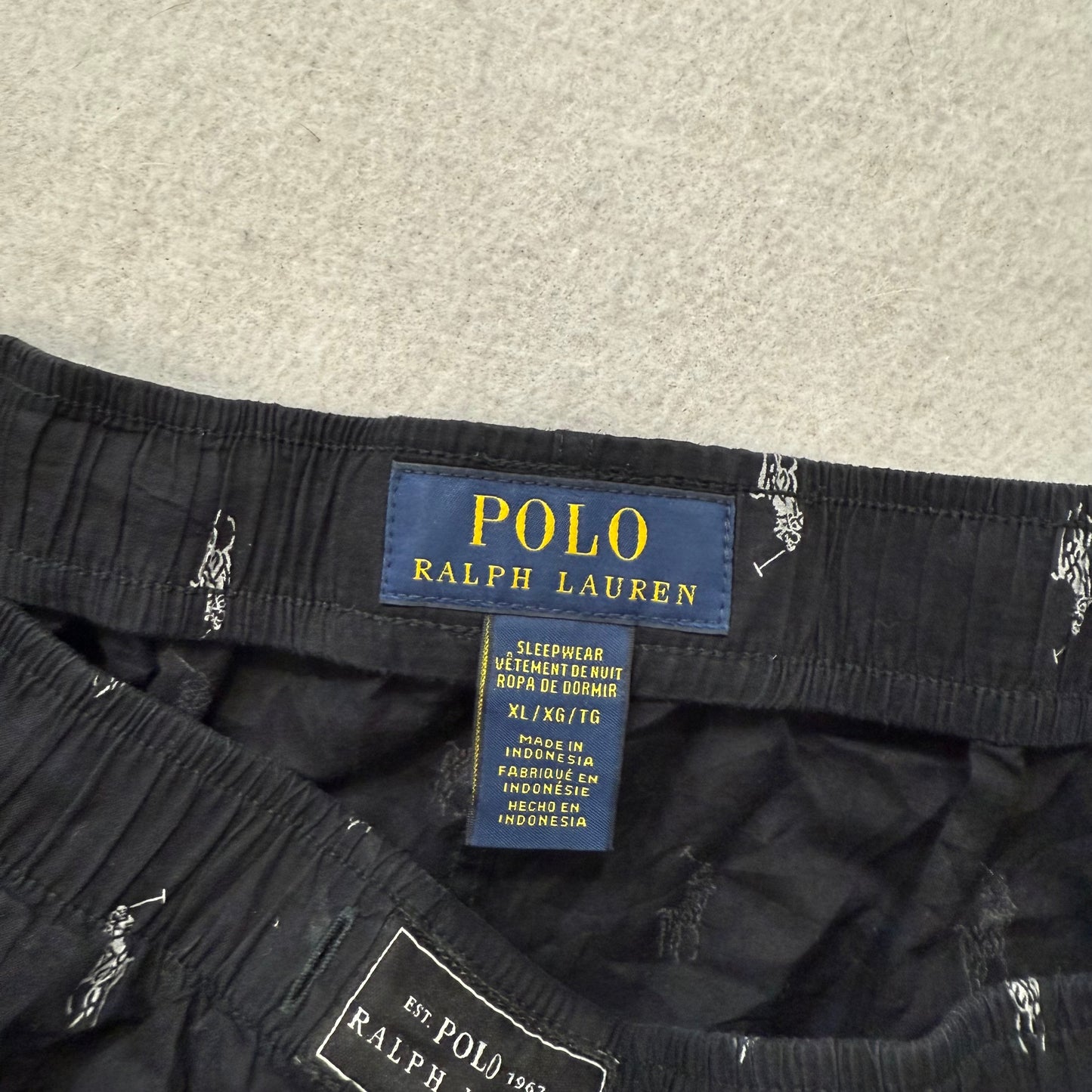 Polo Ralph Lauren Men's Black White Allover Pony Pajama Pants Sleepwear Size XL