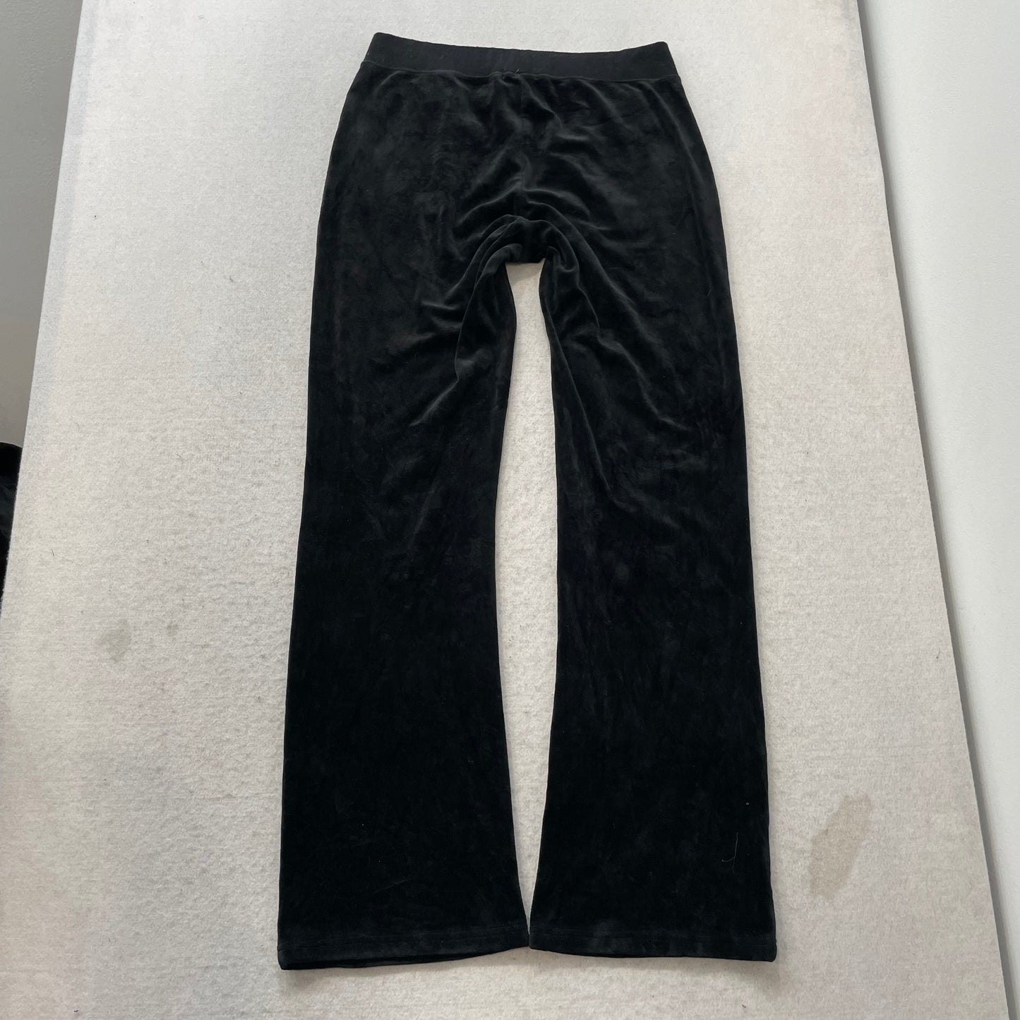 Vtg Juicy Couture Women's Black Velour Tracksuit Set Hoodie & Flared Pant Size S