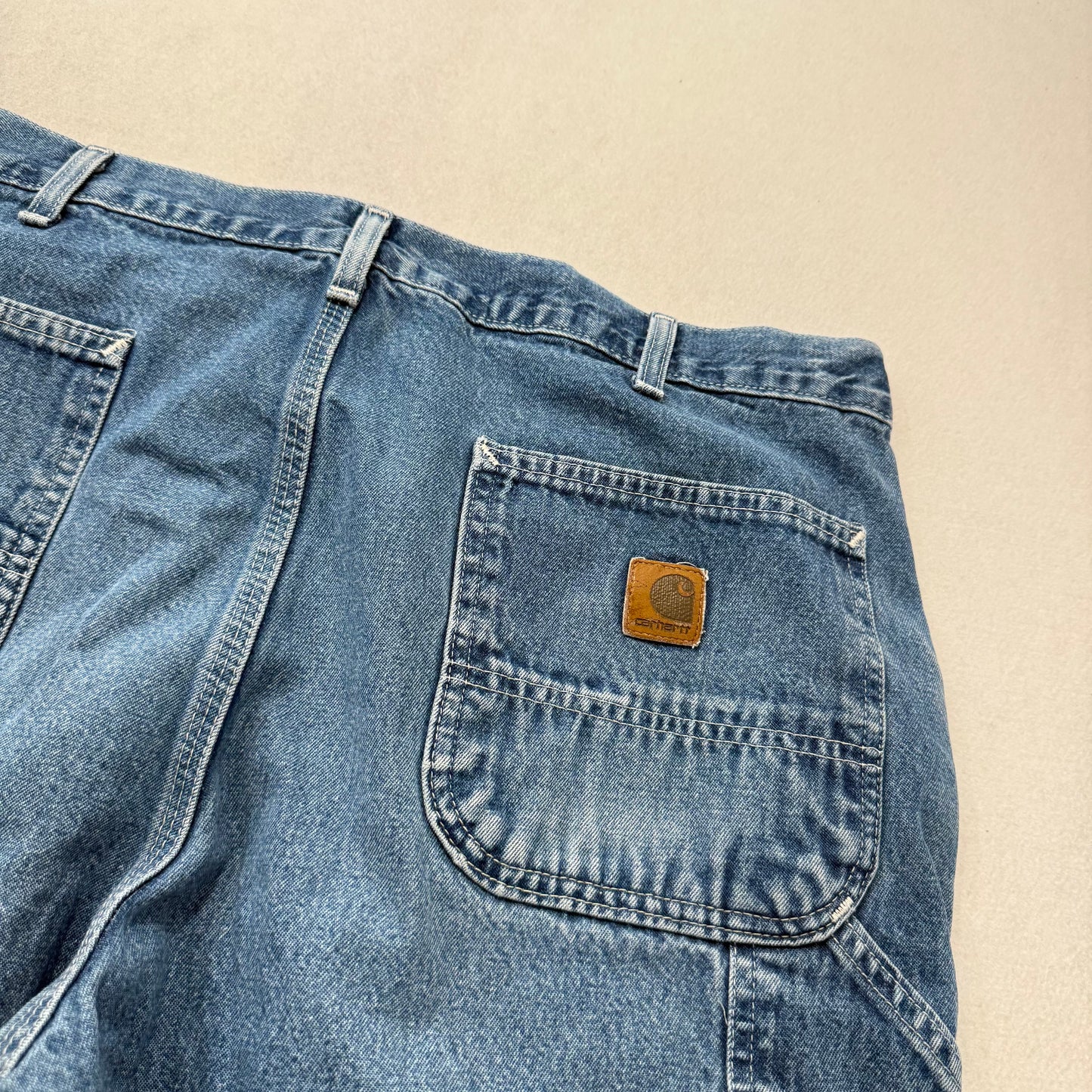 Carhartt Men's Medium Blue Denim Carpenter Jeans Tool Pockets Workwear Waist 38