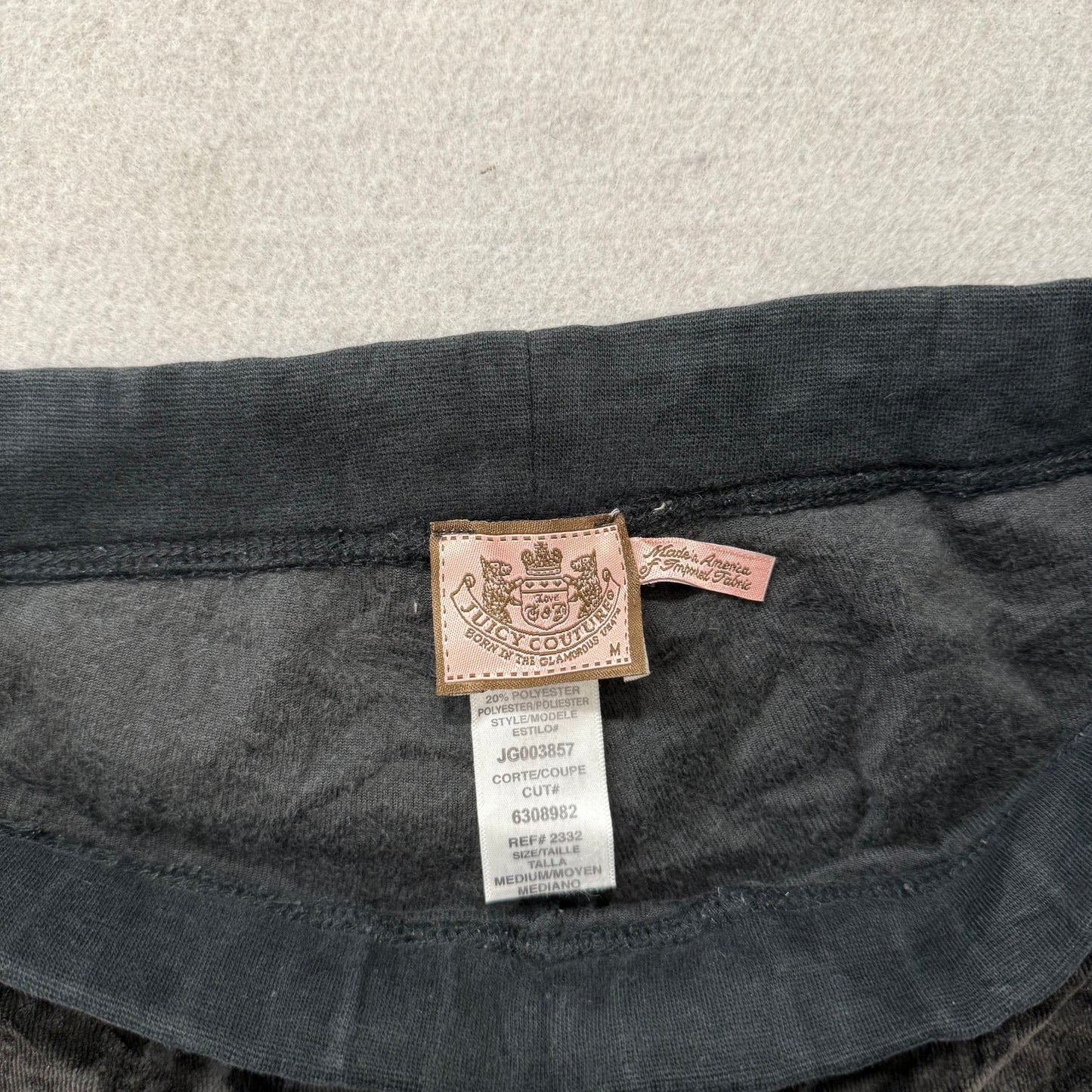 Juicy Couture Women's Faded Black Velour Flared Track Pant Low Rise Y2K Size M