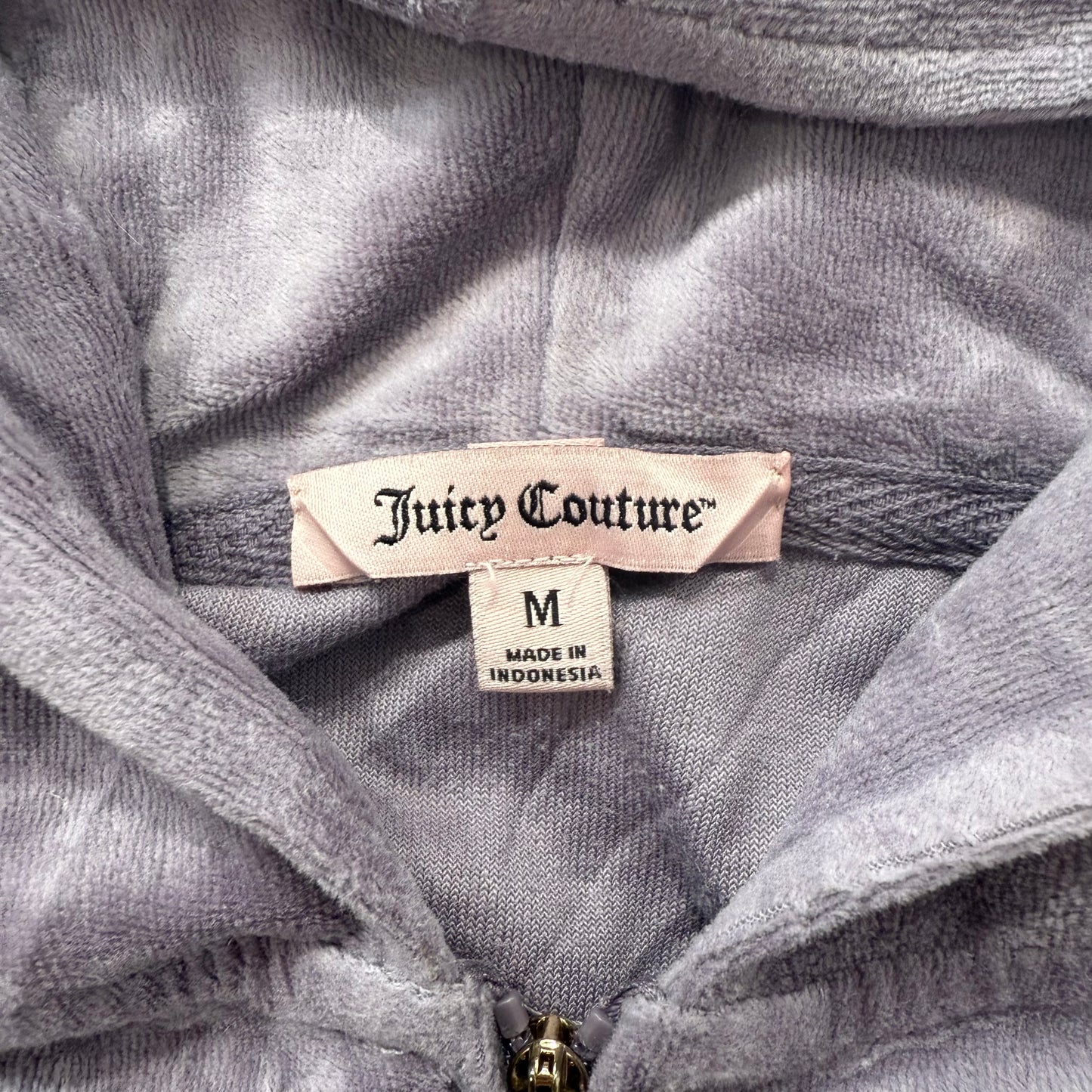 Juicy Couture Women's Lavender Velour Zip-Up Hoodie Pockets Casual Y2K Size M
