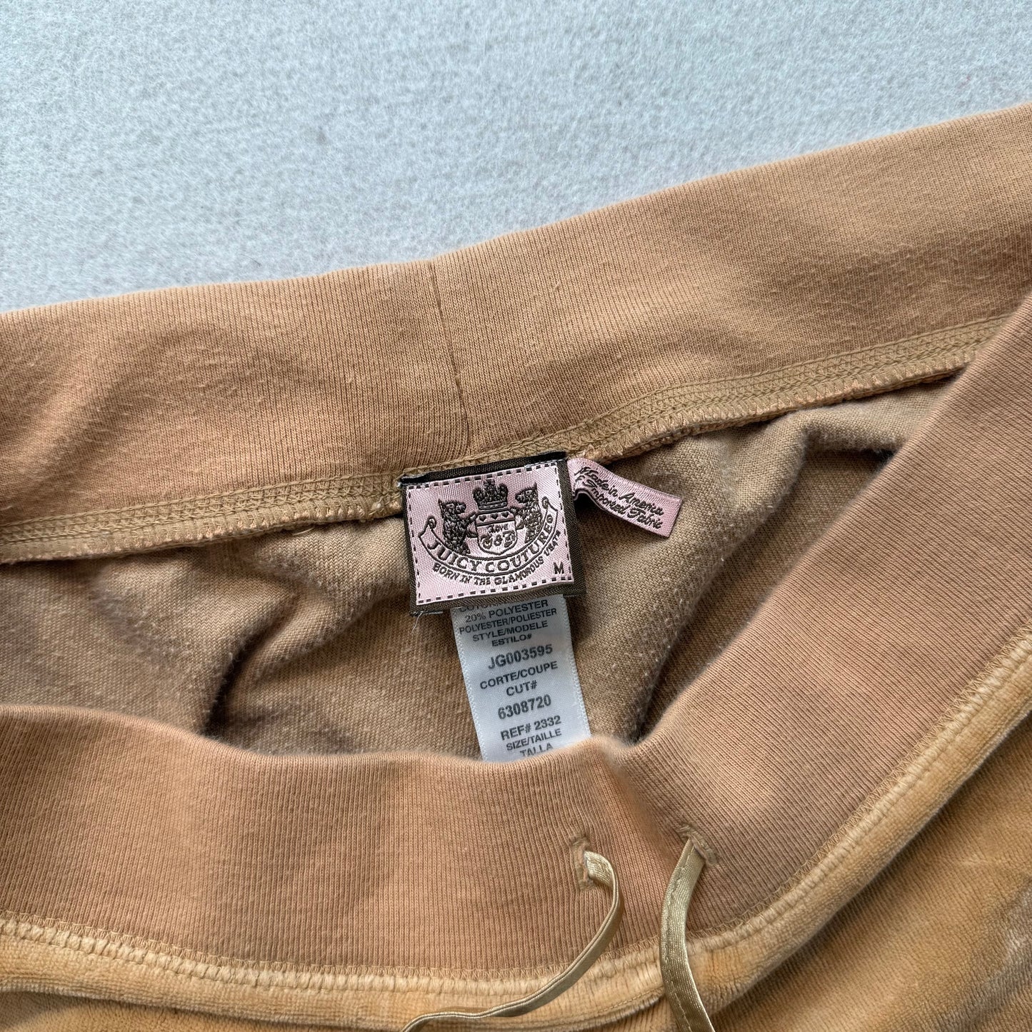 Juicy Couture Women's Camel Velour Flared Track Pant Loungewear Low Rise Size M