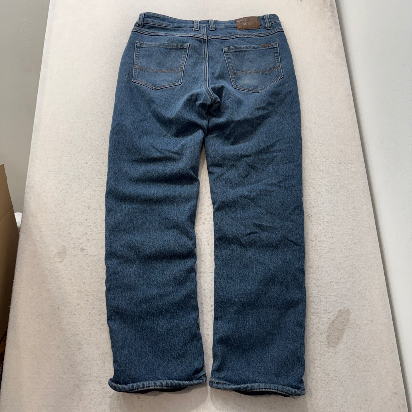 Smiths Workwear Mens Blue Straight Leg Denim Jeans Fleece Lined Stretch Size W35
