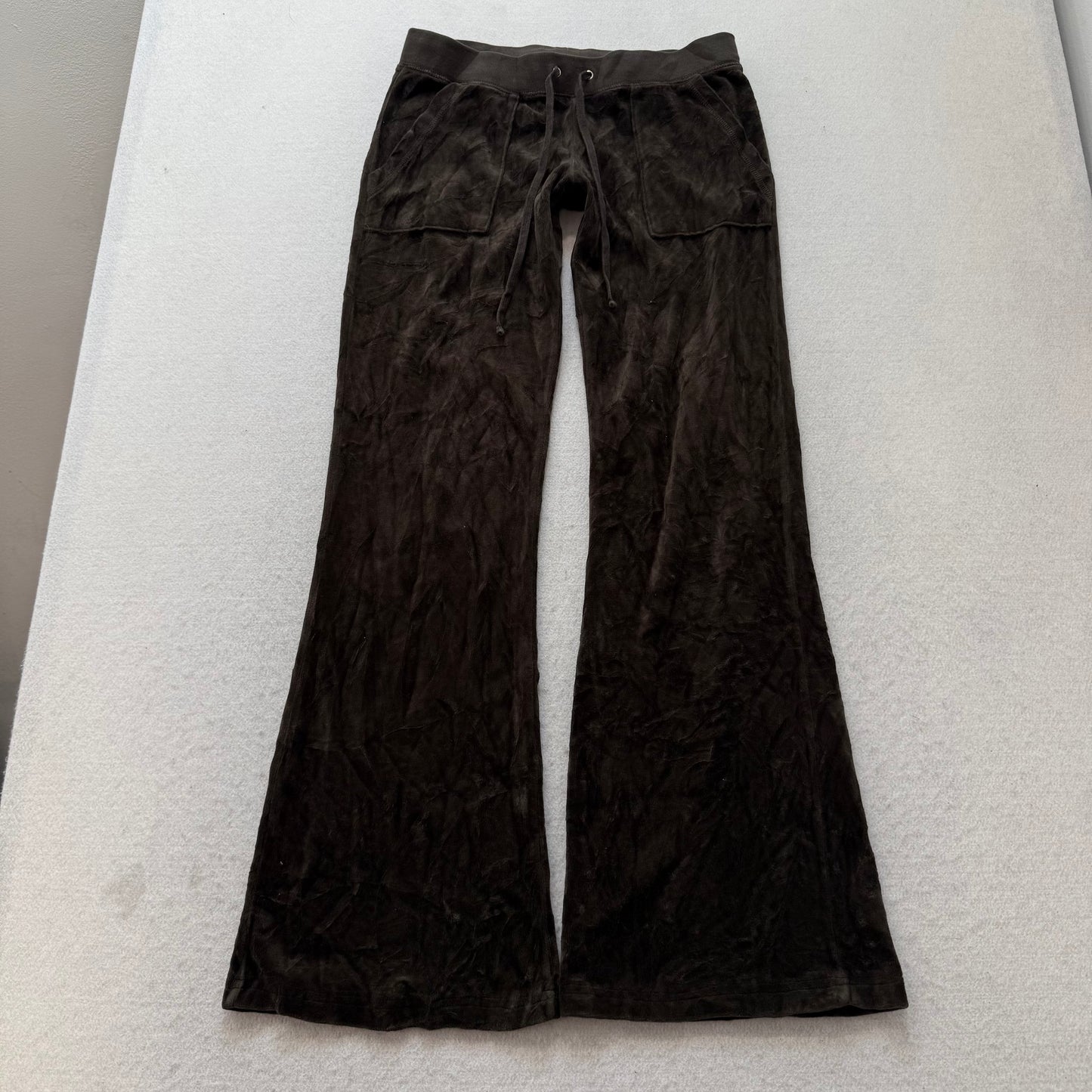 2003 Vintage Juicy Couture Women's Dark Espresso Velour Flared Track Pant Size P