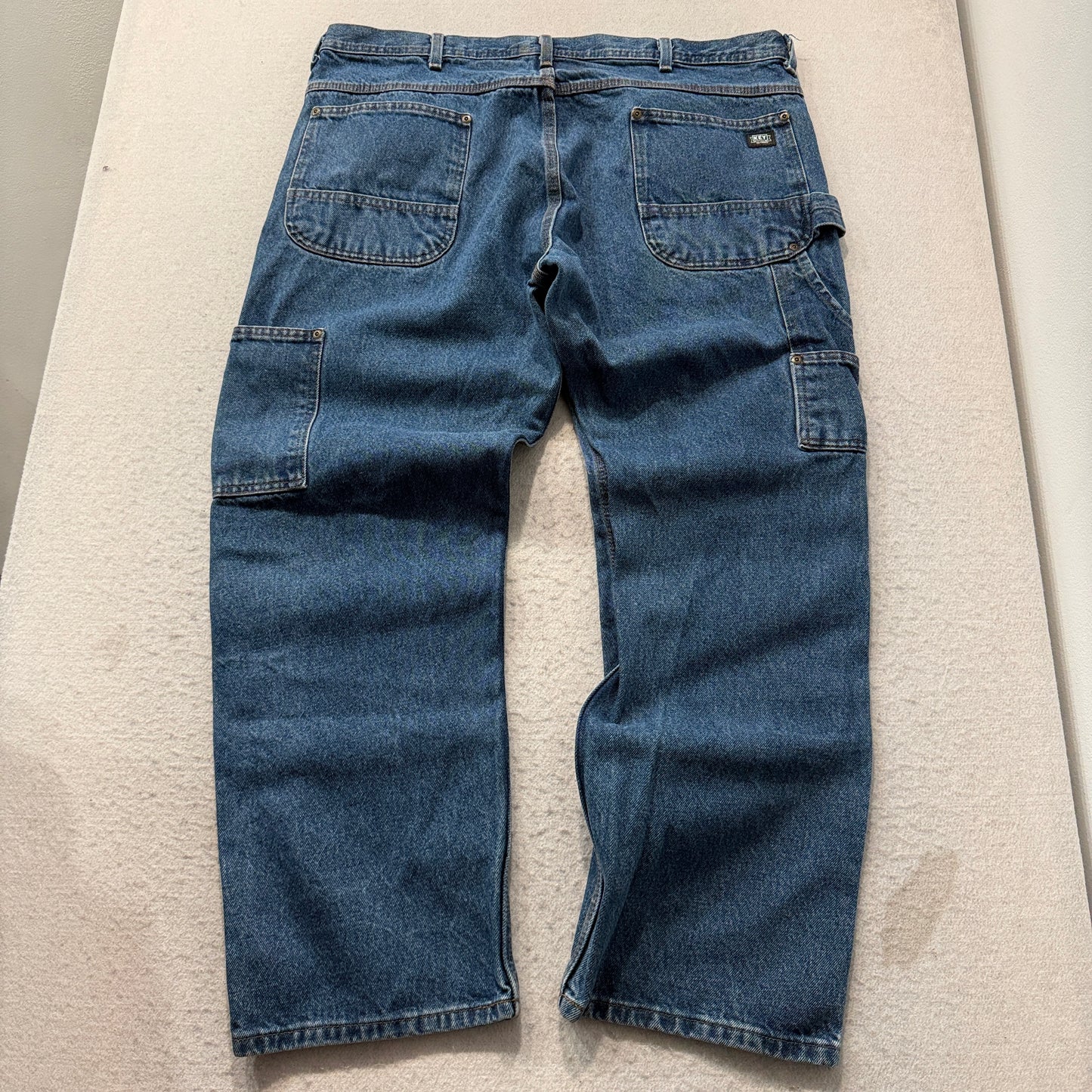 Key Men's Blue Double-Front Logger Denim Jeans Pockets Classic Zip-Fly Size W39