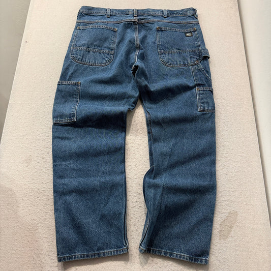 Key Men's Blue Double-Front Logger Denim Jeans Pockets Classic Zip-Fly Size W39