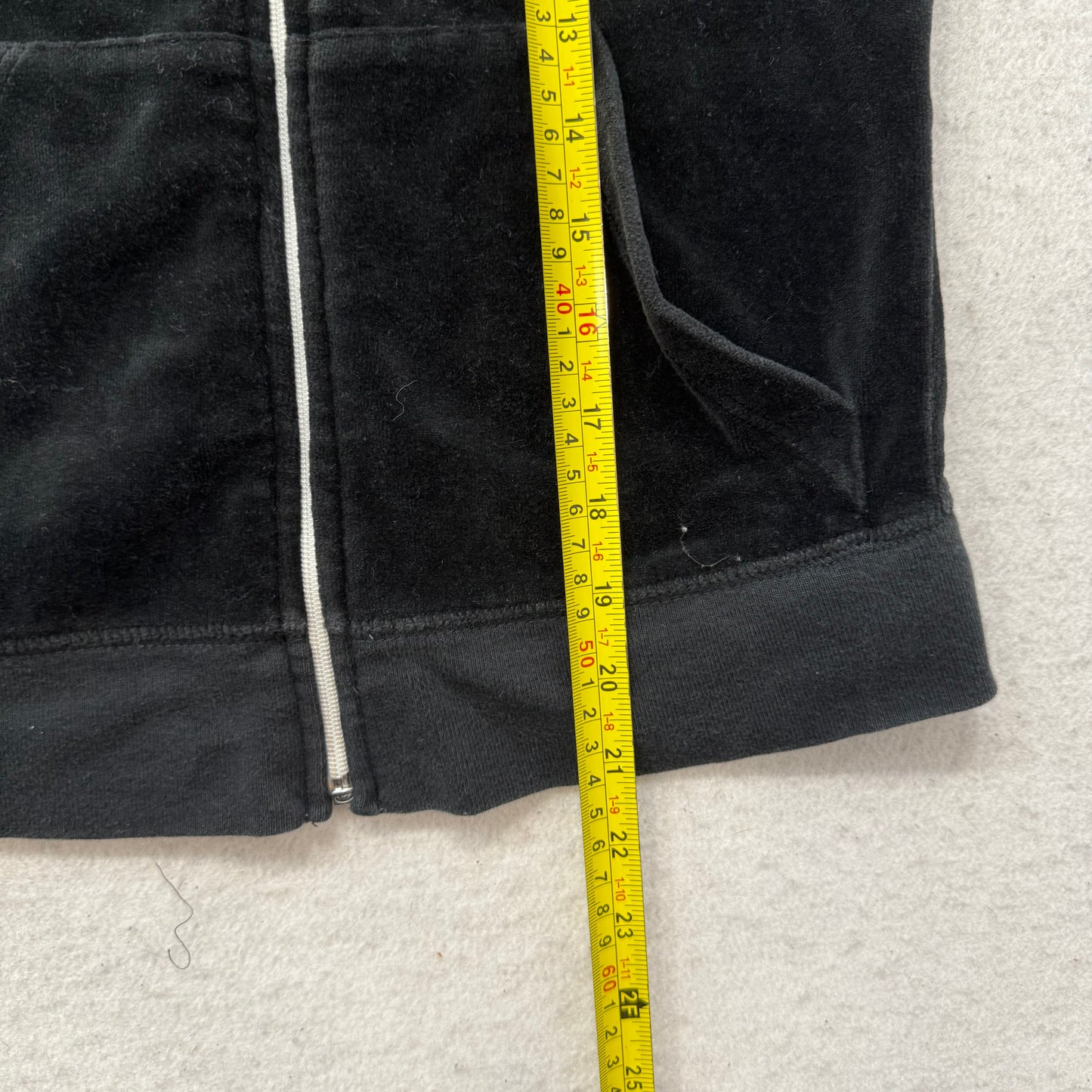 2003 Vintage Juicy Couture Women's Black White Velour Zip Up Track Jacket Size S