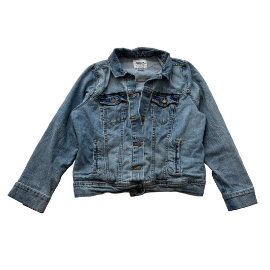 Old Navy Womens Blue Denim Trucker Jacket Light Wash Button-Up Pockets Size L