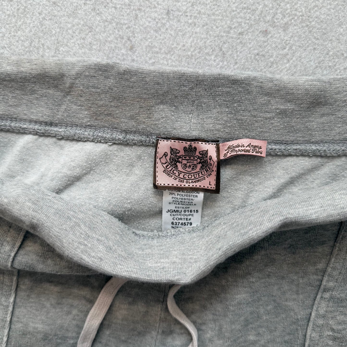 Vtg Juicy Couture Women's Heather Gray Velour Tracksuit Set Hoodie & Pant Size L