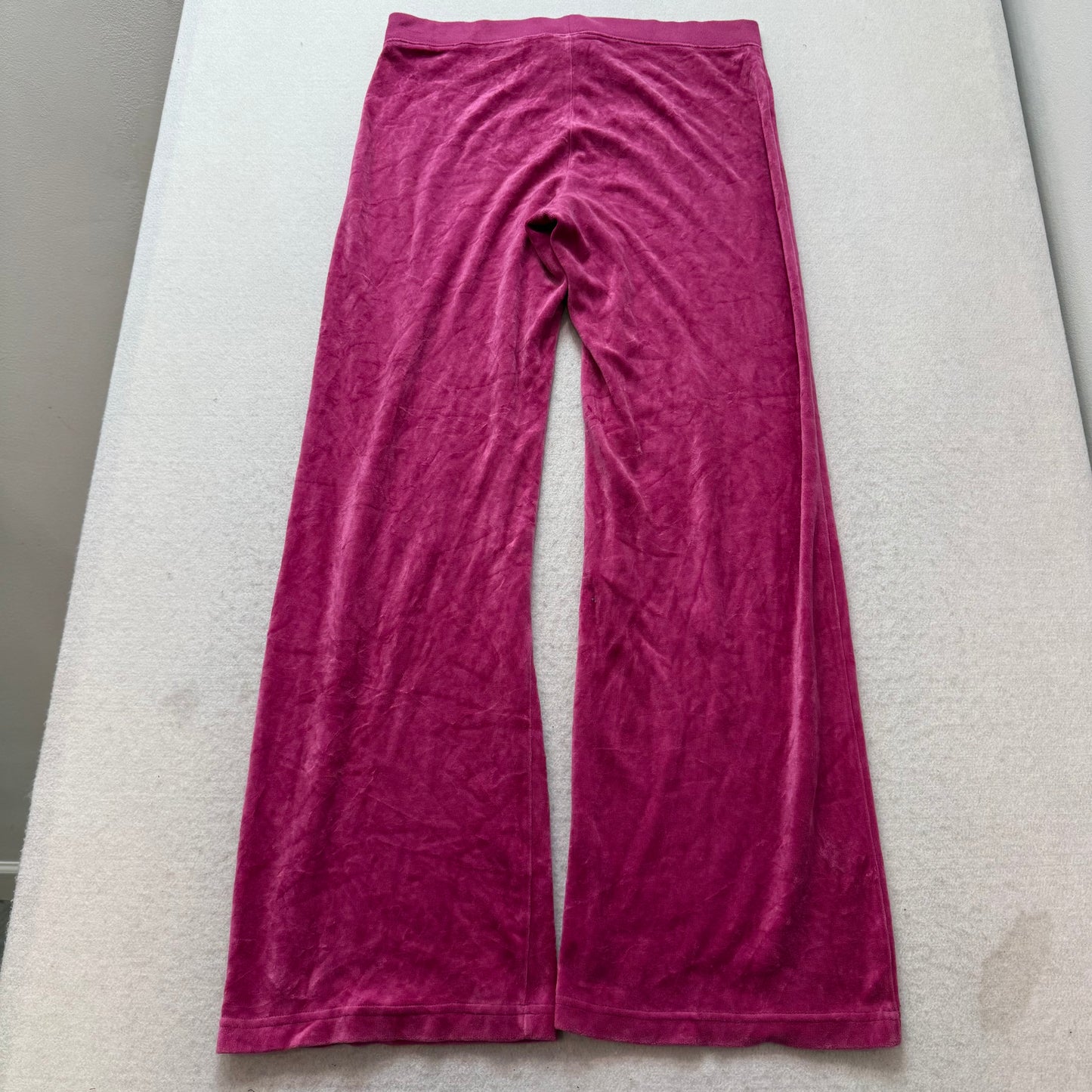Vintage Juicy Couture Women's Pink Velour Flare Leg Track Pants Loungewear Size S