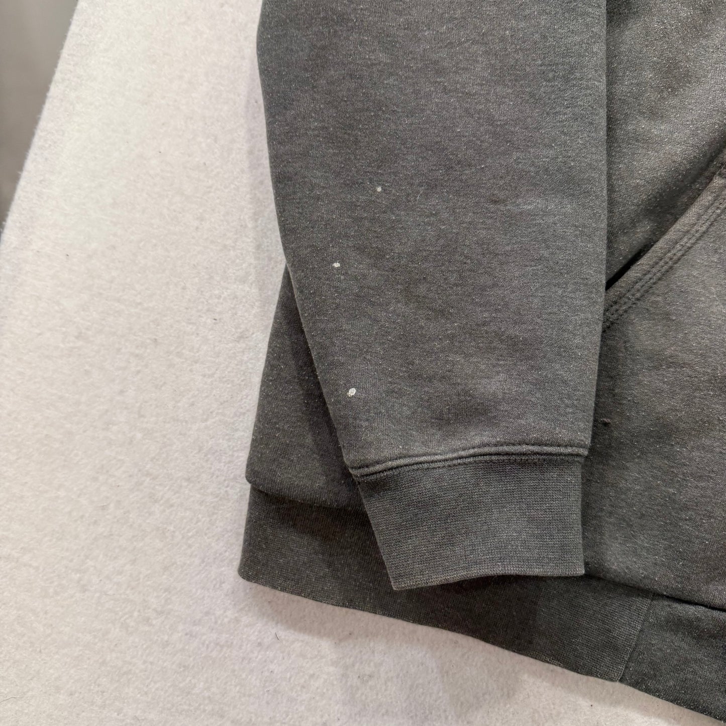 Carhartt Men Dark Gray Cotton Full Zip Hoodie Split Kangaroo Pocket Logo Size XL