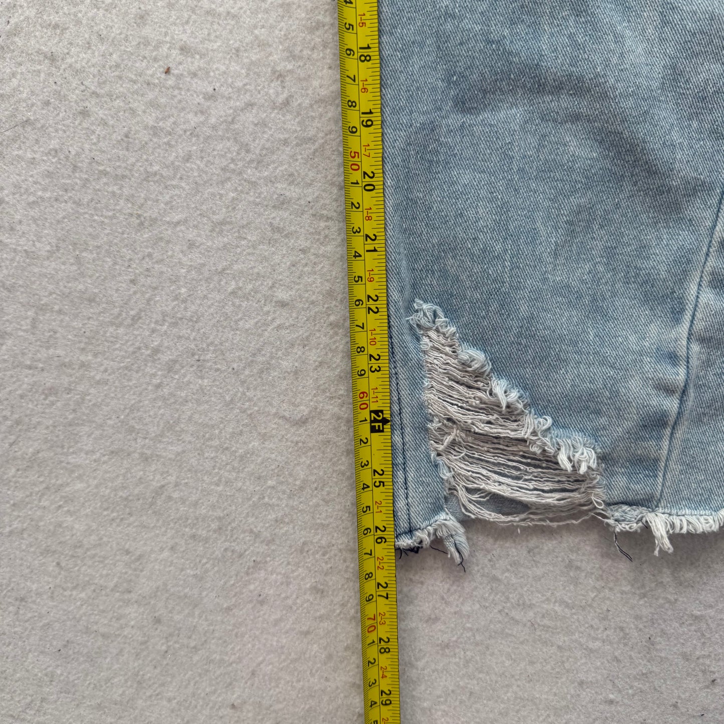 Women's Blue Light Wash Wide Leg Baggy Denim Pants Distressed High Rise Size 28