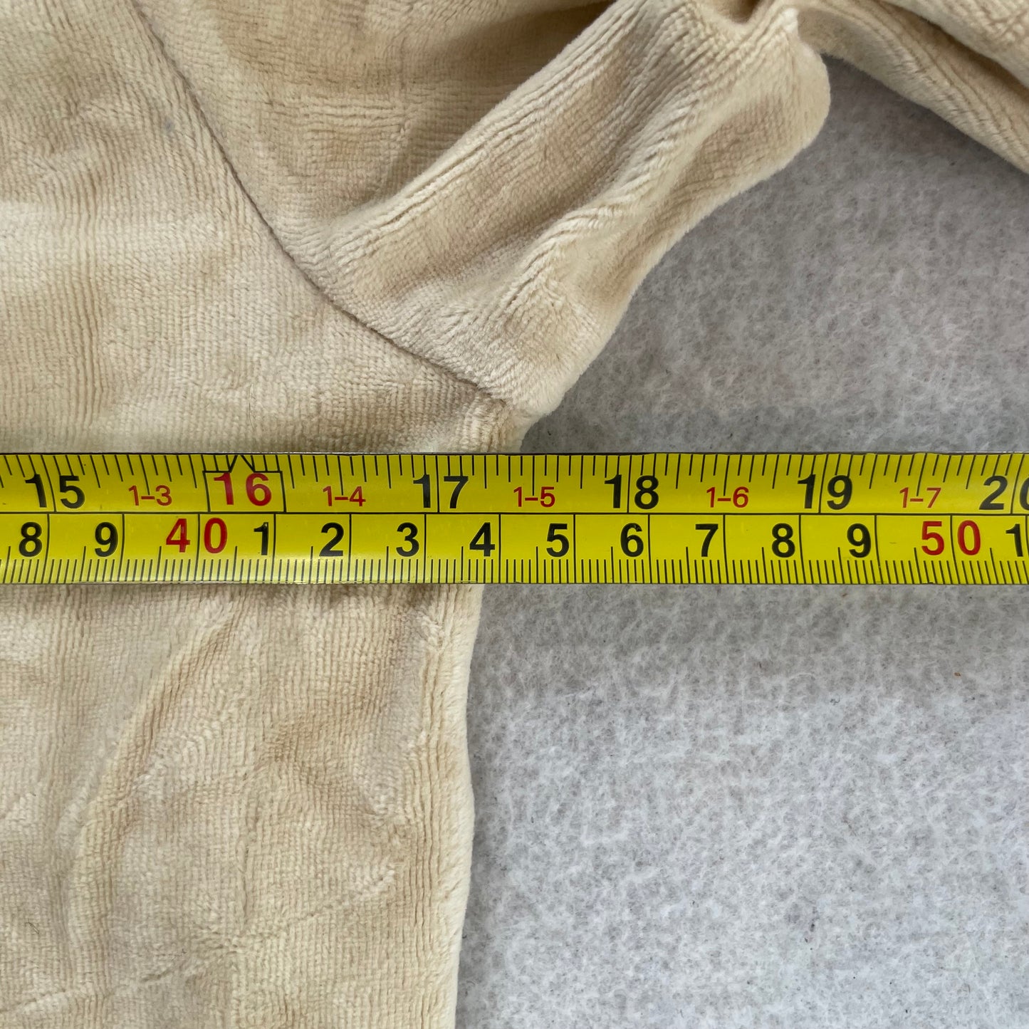 Vintage Juicy Couture Women Beige Velour Zip-Up Hoodie Striped Hem Pocket Size S