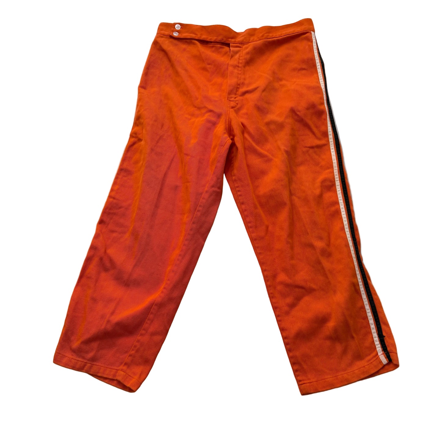 Men's Orange Cotton Blend Racing Style Pants Side Stripe Outdoor Casual Size 30